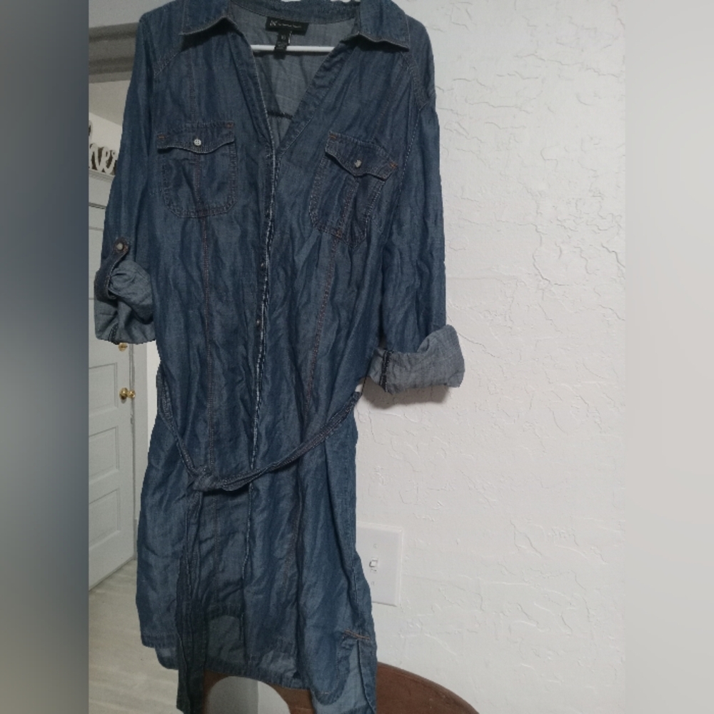 INC International Concepts Blue Denim Shirtdress